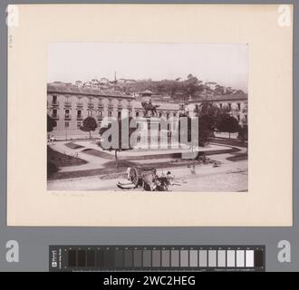 Statue von General Osorio zu Pferd in Rio de Janeiro, Marc Ferrz, 1890 - 1910 photomechanischer Druck Rio de Janeiro Papier. Pappkollotypisches Denkmal, Statue Rio de Janeiro Stockfoto