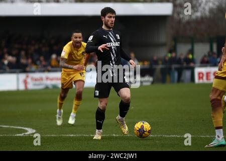 Kian Spence von Barrow AFC war am Samstag, den 13. Januar 2024, im Knights Community Stadium in Gander Green Lane, Sutton, beim Spiel der Sky Bet League 2 zwischen Sutton United und Barrow. (Foto: Tom West | MI News) Credit: MI News & Sport /Alamy Live News Stockfoto