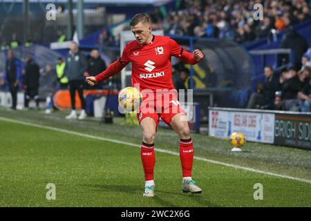 Birkenhead, Großbritannien. Januar 2024. Joe Tomlinson von Milton Keynes Dons in Aktion. EFL Skybet Football League Two Match, Tranmere Rovers gegen MK Dons im Prenton Park, Birkenhead, Wirral am Samstag, den 13. Januar 2024. Dieses Bild darf nur für redaktionelle Zwecke verwendet werden. Nur redaktionelle Verwendung, .PIC von Chris Stading/ Credit: Andrew Orchard Sportfotografie/Alamy Live News Stockfoto