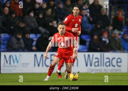 Birkenhead, Großbritannien. Januar 2024. Jack Payne von Milton Keynes Dons in Aktion. EFL Skybet Football League Two Match, Tranmere Rovers gegen MK Dons im Prenton Park, Birkenhead, Wirral am Samstag, den 13. Januar 2024. Dieses Bild darf nur für redaktionelle Zwecke verwendet werden. Nur redaktionelle Verwendung, .PIC von Chris Stading/ Credit: Andrew Orchard Sportfotografie/Alamy Live News Stockfoto