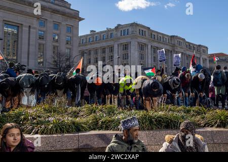 Washington, District of Columbia, USA. Januar 2024. Der Marsch auf Washington für Gaza am Samstag, den 13. Januar 2024 in Washington, District of Columbia. (Kreditbild: © Eric Kayne/ZUMA Press Wire) NUR REDAKTIONELLE VERWENDUNG! Nicht für kommerzielle ZWECKE! Stockfoto