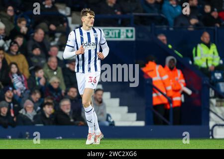 West Bromwich, Großbritannien. Januar 2024. West Bromwich Albion's Caleb Taylor während des EFL Sky Bet Championship-Spiels zwischen West Bromwich Albion und Blackburn Rovers am 13. Januar 2024 bei den Hawthorns in West Bromwich, England. Foto von Stuart Leggett. Nur redaktionelle Verwendung, Lizenz für kommerzielle Nutzung erforderlich. Keine Verwendung bei Wetten, Spielen oder Publikationen eines einzelnen Clubs/einer Liga/eines Spielers. Quelle: UK Sports Pics Ltd/Alamy Live News Stockfoto