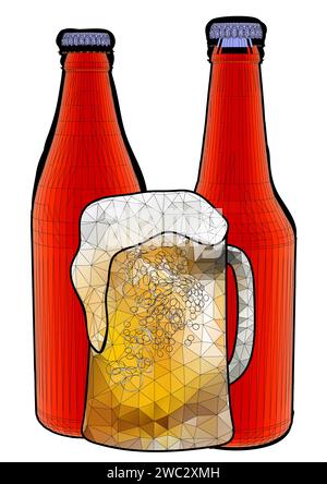 Glas goldenes Bier auf weißem Hintergrund Stock Vektor