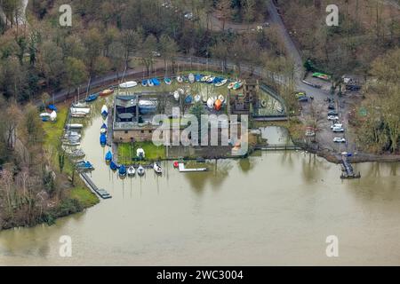 Luftbild, Ruhrhochwasser, Weihnachtshochwasser 2023, Fluss Ruhr tritt nach starken Regenfällen über die Ufer, Überschwemmungsgebiet Haus Scheppen, Heisingen, Essen, Ruhrgebiet, Nordrhein-Westfalen, Deutschland ACHTUNGxMINDESTHONORARx60xEURO *** Luftfoto, Ruhrflut, Weihnachtsflut 2023, Ruhrflut überschwemmt seine Ufer nach Starkregen, Hochwassergebiet Haus Scheppen, Heisingen, Essen, Ruhrgebiet, Nordrhein-Westfalen, Deutschland ATTENTIONxMINDESTHONORARx60xEURO Stockfoto