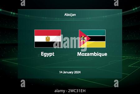 Ägypten gegen Mosambik. Fußball-Anzeigetafel mit Grafik Fußball-Vorlage Stock Vektor