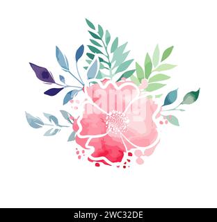 Aquarell wunderschöne abstrakte Blume. Handzeichnung. Nicht AI, Vektorillustration Stock Vektor