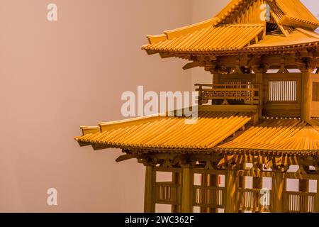 Buyeo, Südkorea, 7. Juli 2018: Holzmodell des Palastpavillons im Baekje Historic Park Stockfoto