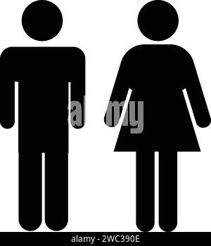 Männliche Weibliche Symbole, Toilettenzeichen, Geschlechtersymbol Toiletten Stock Vektor