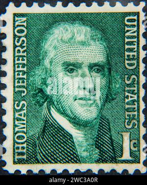 Thomas Jefferson (1743–1826), Autor der Unabhängigkeitserklärung und dritter US-Präsident, war eine führende Persönlichkeit in Amerika's Early Stockfoto