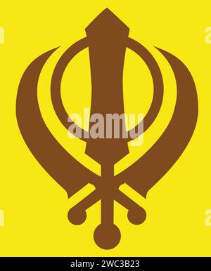 Sikh-Symbol, die Khanda, Religionssymbol, religiöse Symbole des Sikhismus Stock Vektor