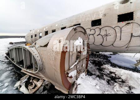 Europa, Island, Flugzeugabsturz am Strand, Island Stockfoto