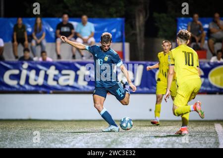 Real Madrids Spanisch-argentinischer Spieler Nico Paz während eines Spiels der argentinischen Nationalmannschaft im COTIF-Turnier 2022 in Alcudia, Valencia, Spanien Stockfoto