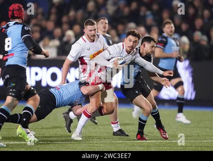 Harlequins' Nick David in Aktion beim Investec Champions Cup Spiel im Cardiff Arms Park. Bilddatum: Samstag, 13. Januar 2024. Stockfoto