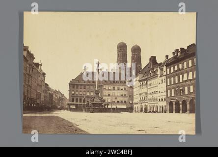 Marienplatz München, Anonym, ca. 1850 - ca. 1900 fotografischer Trägeralbumendruck Marienplatz Stockfoto