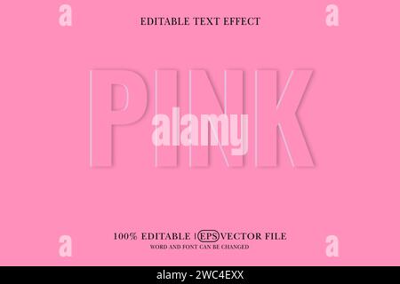 Rosafarbener Titelhintergrund, bearbeitbarer Texteffekt, 3D-Textvorlage, Stock Vektor