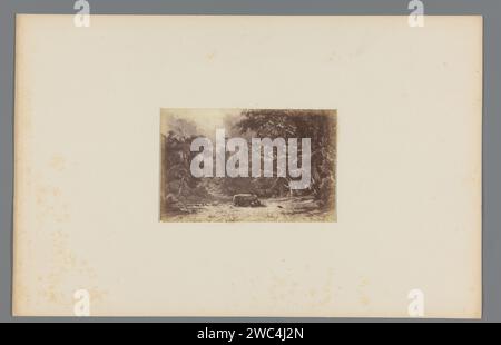 Fotoproduktion des Gemäldes „Germanscher Opferaltar“ von Jan Willem van Borselen, Binger & chits, nach Jan Willem van Borselen, ca. 1866 - ca. 1871 Fotografie Papieralbumen Druckaltar  nichtchristliche Religionen Stockfoto