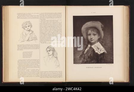 Fotoproduktion des Gemäldes 'Portrait d'Enfant' von Edouard Sain, Goupil & Cie., nach Edouard Alexandre Sain, in oder nach 1880 - in oder vor 1883 photomechanische Druckpapiermädchen (Kind zwischen Kleinkind und Jugend) Stockfoto