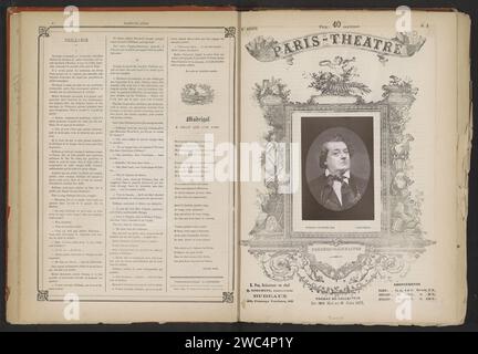 Portret van Frédérick Lemaître, Etienne Carjat, ca. 1868 - vor 1873 fotomechanischer Druck FranceParisprint Maker: FranceAfter Zeichnung von: Franceprinter: Paris Papierporträt des Schauspielers, Schauspielerin Stockfoto