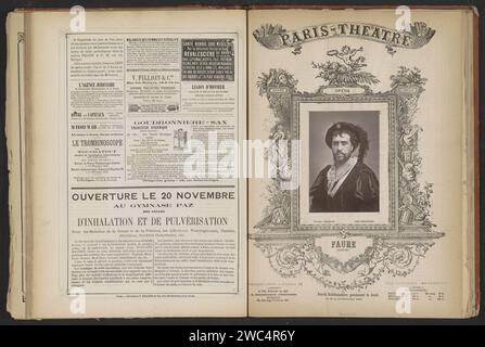 PortraT van Jean-Baptiste Faure als Hamlet, Charles Reutlinger, um 1868 - vor 1873 fotomechanischer Druck Frankreich Papierporträt des Opernsängers. Hamlet, Prinz von Dänemark Stockfoto