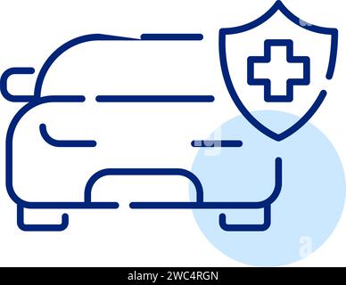 Krankenversicherung für Autounfälle. Pixelperfekter, bearbeitbarer Kontur Stock Vektor
