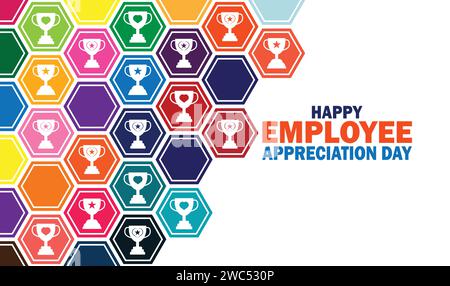 Happy Employee Appreciation Day. Urlaubskonzept. Vorlage für Hintergrund, Banner, Karte, Poster mit Textbeschriftung. Vektorabbildung Stock Vektor