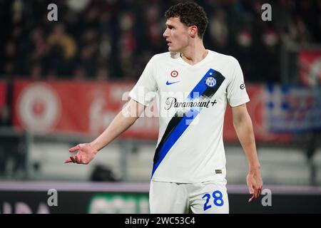 Benjamin Pavard (FC Inter) während des italienischen Meisterschaftsspiels Serie A zwischen AC Monza und FC Internazionale am 13. Januar 2024 im U-Power Stadium in Monza, Italien - Credit: Luca Rossini/E-Mage/Alamy Live News Stockfoto