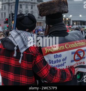 Ein Mitglied und Unterstützer von Neturei Karta posieren für ein Foto mit einem Palästinenser. Stockfoto