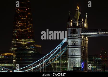 Der Shard & Tower Bridge (Detail), London, England. Stockfoto