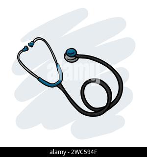 Doodle Hand gezeichnete Illustration von medizinischem Stethoskop Symbol Stock Vektor