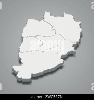 3D isometrische Karte von Beni-Mellal-Khenifra ist eine Region Marokkos, Vektorillustration Stock Vektor