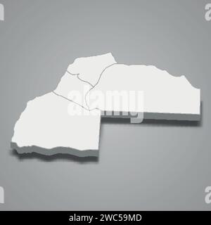 3D isometrische Karte von Laayoune-Sakia El Hamra ist eine Region Marokkos, Vektorillustration Stock Vektor