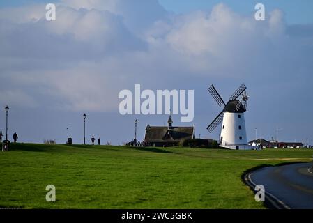 In Großbritannien - Lytham Windmill, Lancashire, Neujahrstag 2024 Stockfoto