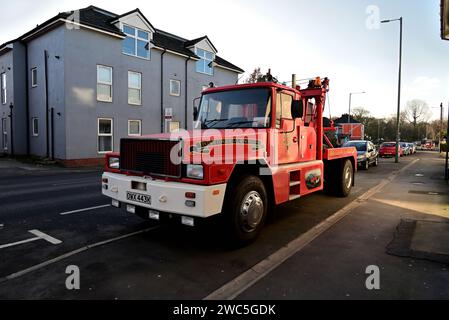 In Großbritannien – Vintage Volvo Abschleppwagen – Bamber Bridge Stockfoto