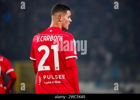 Monza, Italien. Januar 2024. Valentin Carboni, während des AC Monza gegen den FC Inter, Serie A, im U-Power Stadium. Quelle: Alessio Morgese/Alessio Morgese/Emage/Alamy Live News Stockfoto