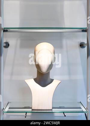 Eine Schaufensterpuppe mit Kopf und Schultern, in der die neuesten Modetrends im Geschäft elegant präsentiert werden und Kleidung mit Stil und Stil präsentiert wird. Der Manakin-Mod Stockfoto