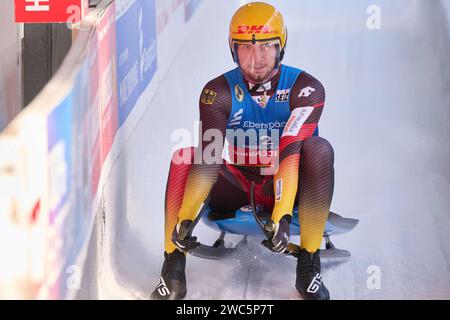 Innsbruck, Österreich 13.- 14... Januar 2024: Eberspächer Rennrodel Weltcup - 2023/2024 - 14.01.2024 im Bild: Timon Grancagnolo (DE) Stockfoto