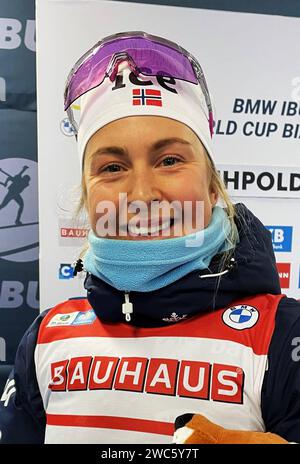 Biathlon-Weltcup Ruhpolding, Bayern - von 10. bis 14. Januar 2024. Foto: Ingrid Landmark Tandrevold aus Norwegen, Biathlon der Frauen *** Biathlon WM Ruhpolding, Bayern vom 10. Bis 14. Januar 2024 Foto Ingrid Landmark Tandrevold aus Norwegen, Damen Biathlon Stockfoto