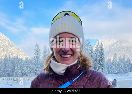 Biathlon-Weltcup Ruhpolding, Bayern - von 10. bis 14. Januar 2024. Foto: Vanessa Hinz, geb. Am 24. März 1992 in München, ehemalige deutsche Biathletin und Skilangläuferin. *** Biathlon-Weltmeisterschaft Ruhpolding, Bayern vom 10. Bis 14. Januar 2024 Foto Vanessa Hinz, geboren am 24. März 1992 in München, ehemalige deutsche Biathletin und Langläuferin Stockfoto