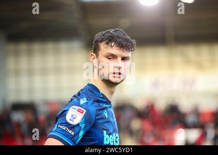 AESSEAL New York Stadium, Rotherham, England - 13. Januar 2024 Luke McNally (23) von Stoke City - vor dem Spiel Rotherham United gegen Stoke City, Sky Bet Championship, 2023/24, AESSEAL New York Stadium, Rotherham, England - 13. Januar 2024 Credit: Mathew Marsden/WhiteRosePhotos/Alamy Live News Stockfoto