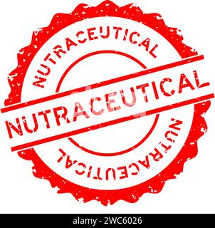 Grunge roter nutrazeutischer Wort-runder Gummisiegelstempel auf weißem Hintergrund Stock Vektor