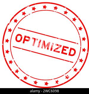 Grunge rot optimierter, wortrunder Gummisiegelstempel auf weißem Hintergrund Stock Vektor