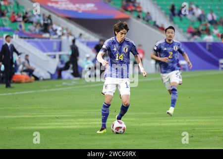 Doha, Katar. Januar 2024. DOHA, KATAR - 14. JANUAR: Junya Ito aus Japan während des AFC Asian Cup Gruppenspiels zwischen Japan und Vietnam im Al Thumama Stadium am 14. Januar 2024 in Doha, Katar Credit: Sebo47/Alamy Live News Stockfoto