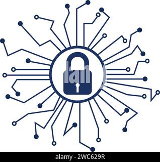 Cyber Security Icon Design, Sicherheitszeichen, Künstliche Intelligenz, Internet-Netzwerksicherheit, Netzwerksicherheit, Stock Vektor