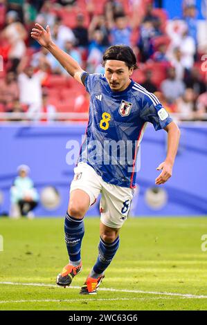 Doha, Katar. 14. Januar 2024. Japan gegen Vietnam Gruppe D - AFC Asiencup Katar 2023 im Al Thumama Stadum. Quelle: Meng Gao/Alamy Live News Stockfoto