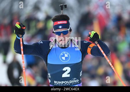 14. Januar 2024, Bayern, Ruhpolding: Biathlon: Weltmeisterschaft, Verfolgung 12,5 km, Männer. Tommaso Giacomel aus Italien in Aktion. Foto: Sven Hoppe/dpa Stockfoto