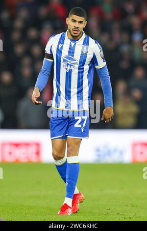 Sheffield Wednesday Stürmer Ashley Fletcher (27) im Einsatz während des Spiels Southampton FC gegen Sheffield Wednesday FC SKY Bet EFL Championship im St.Mary's Stadium, Southampton, England, Großbritannien am 13. Januar 2024 Stockfoto