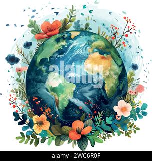 Illustration im Cartoon-Stil der Erde auf weiß Stock Vektor