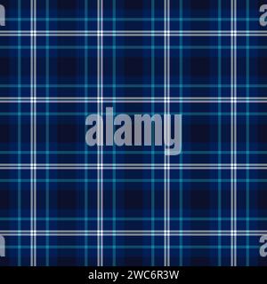 Weihnachten Tartan Stoff kariert, Rabatt Vektor nahtlose Überprüfung. Einfarbige Textur mit Hintergrundmuster in Blau und Cyan. Stock Vektor