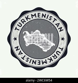 Turkmenistan Siegel. Country Round Logo mit Form von Turkmenistan und Ländername in mehrsprachigen Word Cloud. Fantastisches Emblem. Stock Vektor