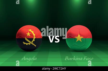 Angola vs Burkina Faso Fußball-Anzeigetafel für Fußball-afrika-Turnier 2023 Stock Vektor